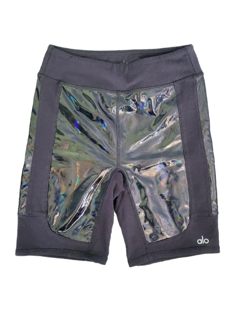 ALO Yoga High-Waist Galaxy Star Biker Shorts Black Womens Sz XS